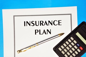 Insurance plan - text label in the contract document. Transfer of risk in business by purchasing an insurance policy from an insurance company. Provides financial well-being.