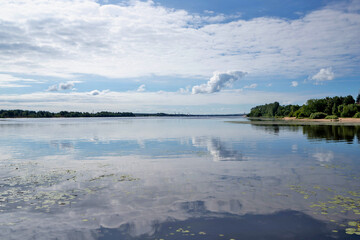 Yaroslavl. The place where the Kotorosl river flows into the Volga. Arrow Of Yaroslavl. River expanse