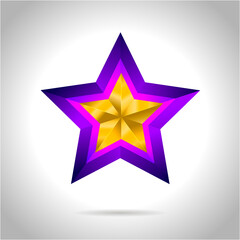 illustration of a purple gold star on steel background. vector file New year Christmas