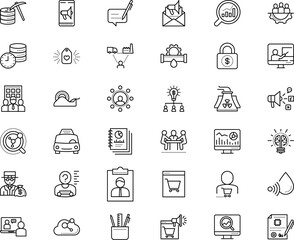 business vector icon set such as: mind, adhesive, affiliate, pipe, realtime, responsive, radioactive, pointer, interface, engagement, account, advertisement, block, gear, answer, bubble