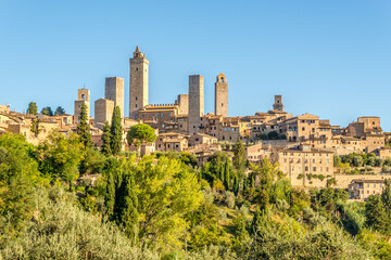 Fototapeta na wymiar View at the top hill with Town of San Gimignano - Italy