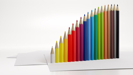 Colorful graph. Standing color pencils creating a rising graph.
