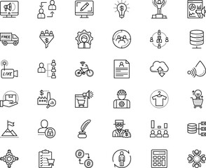 business vector icon set such as: clothes, election, survey, center, private, rich, urban, e-commerce, depression, humidity, sign symbol-live video, keyboard, opportunity, think, multimedia, take