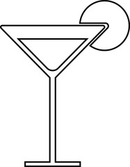 Glass of martini on a white background. Vector black and white illustration. Great for labels, menus, posters, banners, vouchers, coupons, business promotion and more.