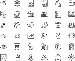 business vector icon set such as: row, north, courthouse, cardboard, binder, counter, sight, food, cab, code, glyph, fuel, laptop, slider, conveyor, residential, car, white background, wind, repair