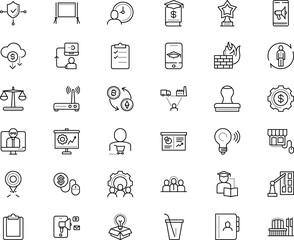 business vector icon set such as: compound, directory, ipad, lecture, supermarket, scale, prosperity, control, government, drink, satisfaction, glyph, logistics, engineering, draw, laptop, smartphone