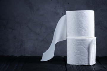 Toilet roll on black background