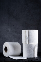 Toilet roll on black background