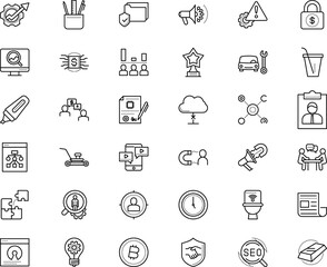 business vector icon set such as: drink, privacy, brand, invention, liquid, minute, liquor, financial, planning, daily, grass, cogwheel, extra, mistake, protection, ruler, trouble, symbols, woman