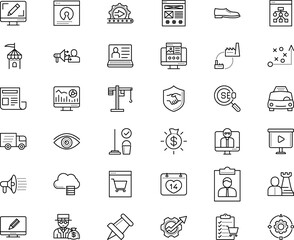 business vector icon set such as: relationship, medicine, traffic, discount, open source, domestic, lecturer, tactic, home, creativity, package, distance, employer, ux, formal, supermarket, lecture