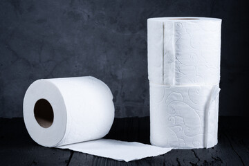 Toilet roll on black background