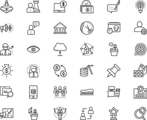 business vector icon set such as: optimization, light, magnifying, personality, administrator, quality, ruler, open, resources, megaphone, flying, engineer, school, friends, businesswoman, feedback