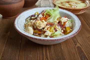 Israel  Ptitim casserole with chicken and vegetables