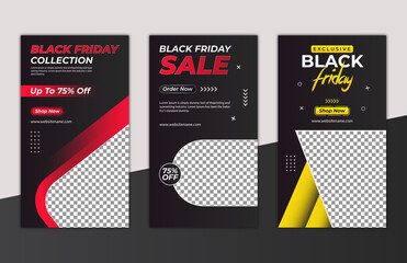 Black Friday Instagram story with special offer vector template