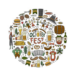 Octoberfest frame for your design. Beer party icons collection