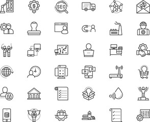 business vector icon set such as: cart, padlock, distribution, antenna, setting, resources, shopping, test, moving, brainstorm, skill, strategy, access, employee, wings, column, vehicle, worldwide