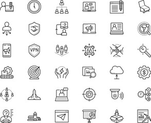 business vector icon set such as: rail, deal, fire, chair, keywords, authority, checklist, public, game, authentication, perfect, electric, resource, professional, increase, cogwheel, face, accurate