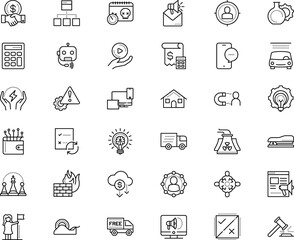 business vector icon set such as: ai, education, campaign, magnet, past, date, padlock, construction, futuristic, relations, play, lawyer, stationery, station, staple, tower, trouble, progress, diary
