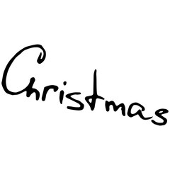 Christmas text. Christmas lettering theme. Vector illustration of handwriting, calligraphy, the word Christmas in English.