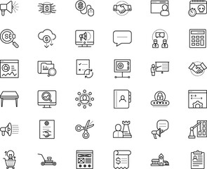 business vector icon set such as: voice, telephone, counting, wooden, user, dialog, goal, group, young, purchase, urban, layout, campaign, affiliate marketing, cash, worker, lamp, interior, date
