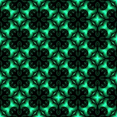 Fototapeta premium Neon shapes decorated with colored plasma...Seamless vibrant pattern on a black background...Texture for wider use. Graphic design.Dark texture with vibrant shapes.........