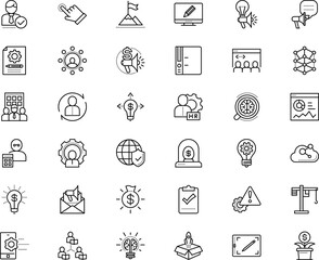 business vector icon set such as: connect, world, statistics, managing, identity, tablet, order, app, hand, software, preparation, e learning and education, learning, form, code, family, supervisor