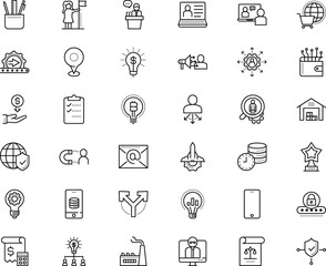 business vector icon set such as: real, vpn, logistics, chemical, annual, monitoring, smartphone, engage, client, geography, finger, reward, narrow, receive, project, entrepreneurship, presenter