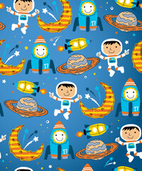 Seamless pattern vector of outer space theme cartoon