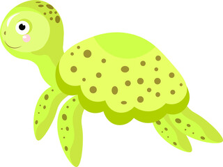Cute flat hand drawn turtle. Vector illustration isolated on white background. Concept for logo, cards, print, textile