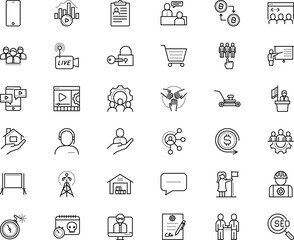 business vector icon set such as: derrick, explosion, label, material, diary, finger, course, player, linear, social media network-live video, career, film, hour, yard, dollar, legal, pen, hire