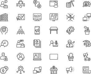 business vector icon set such as: browser, earn, organization, image, computing, desktop, union, coming, challenge, table, stopwatch, mine, small, rational, interior, talking, address, learner, blank