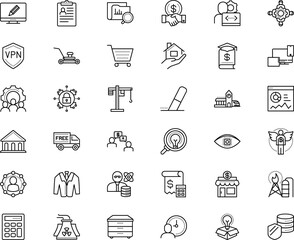business vector icon set such as: city, electronic, deliver, drawer unit, college, e-commerce, watch, package, optical, tie, radioactive, fund, revenue, imprint, result, vpn, handle, developer, check