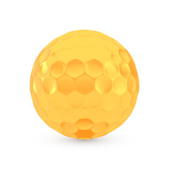Golden golf award concept, shiny realistic metallic ball