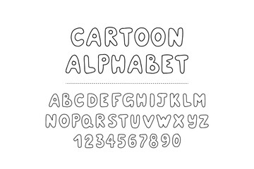 hand drawn alphabet, letters and numbers, vector illustration