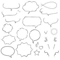 Obraz premium 吹き出し 細い線 あしらい ペン画 手書き