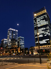 moon and city night