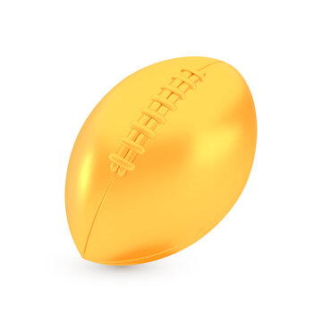 Golden American Football award concept, shiny realistic metallic ball