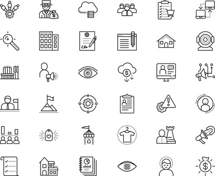 business vector icon set such as: cash, download, champion, disease, collection, outbound, photo, voting, pain, anatomy, villa, real, structure, equipment, finish, parliament, mountain, profile