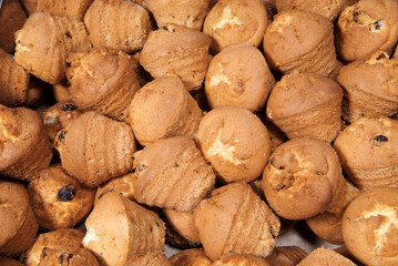 Abstract background with baked sweet muffins.