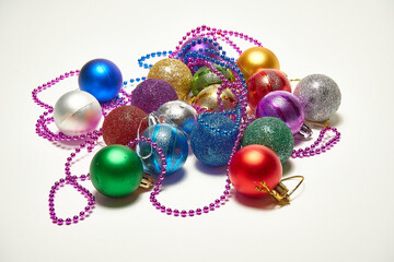 Christmas balls on a white background, new year, christmas toys, holiday, christmas.
