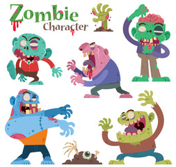 Vector illustration of Cartoon Set Zombie characters