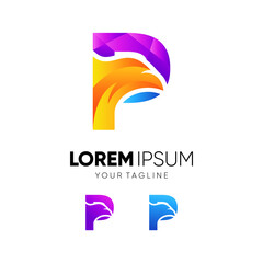 Letter P Eagle Colorful Logo Design Vector