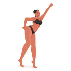 african american girl in bikini beautiful woman standing pose love your body concept full length vector illustration