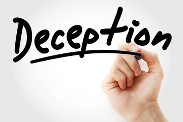 Deception text with marker, business concept background