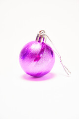 Purple Christmas ball on a white background, New Year, Christmas toys, holiday, Christmas.