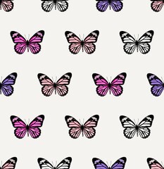 Fototapeta na wymiar Butterfly vector seamless pattern