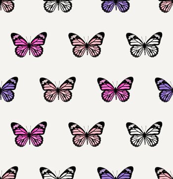 Butterfly vector seamless pattern