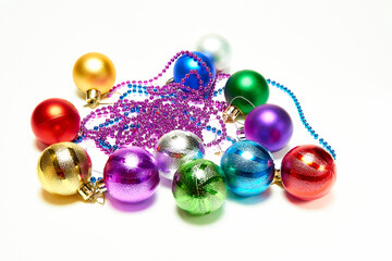 Christmas balls on a white background, new year, christmas toys, holiday, christmas.
