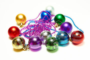 Christmas balls on a white background, new year, christmas toys, holiday, christmas.