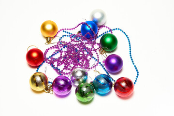 Christmas balls on a white background, new year, christmas toys, holiday, christmas.